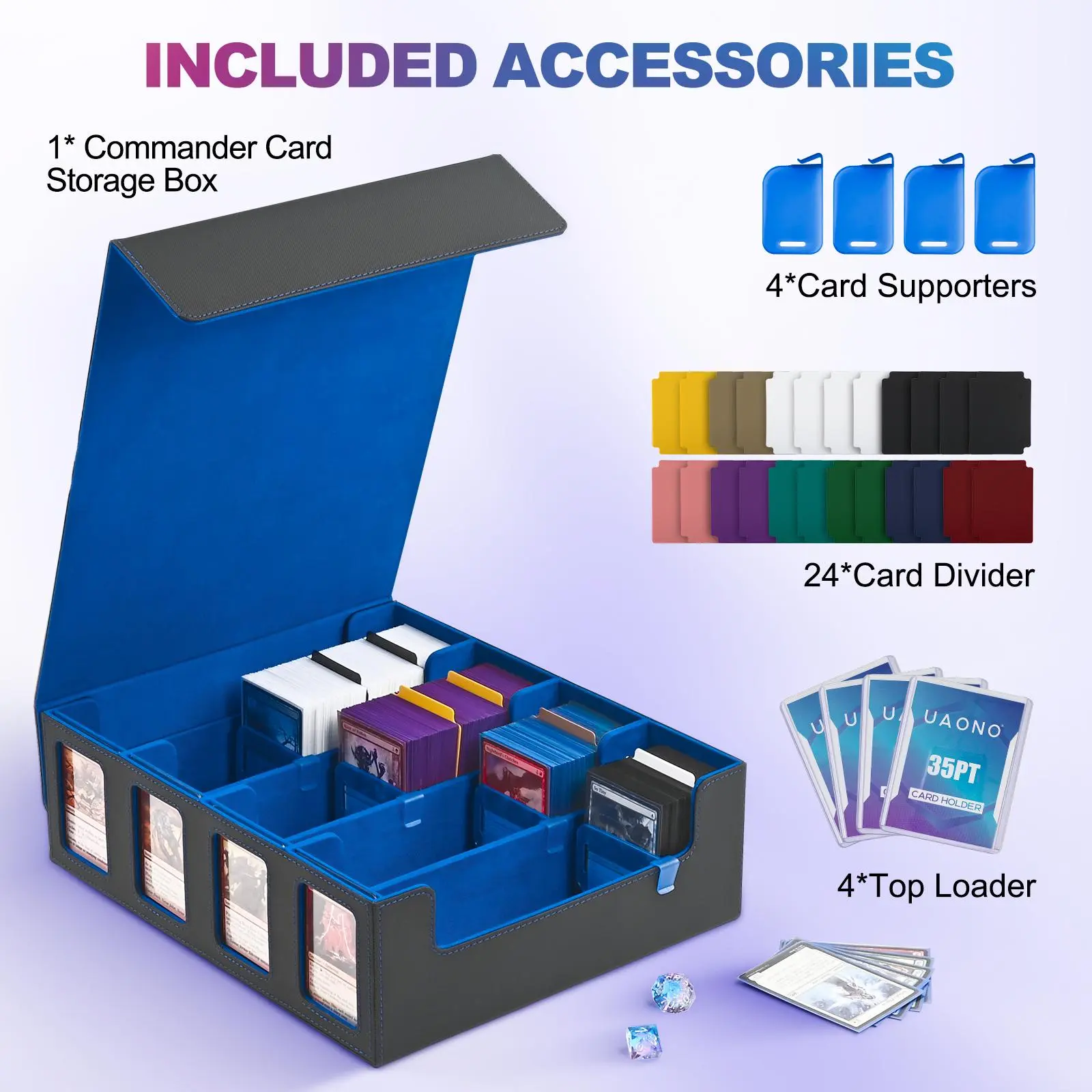 Trading Card Storage Box 2400+ Capacity MTG Commander Deck Box with 24 Colorful Divider Tabs TCG Card Holder for PTCG, Sports, Football & Baseball Cards - TikTok Shop Trading Card Storage Box 2400+ Capacity MTG Commander Deck Box with 24 Colorful Divider Tabs TCG Card Holder for PTCG, Sports, Football & Baseball Cards - TikTok Shop