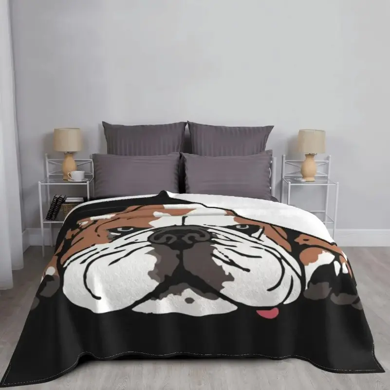 English Bulldog Awesome Funny  Dog Blankets Coral Fleece Winter Lightweight Thin Throw Blanket for Home Office Rug Piece summerwins