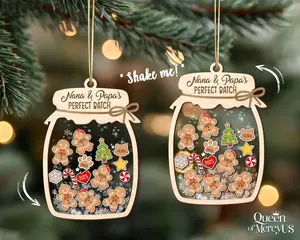 [XMAS GIFT] Personalized Gingerbread Christmas Ornament, 4D Shaker Ornament with Grandkids, Family Cookie Ornament, Nana & Papa’s Perfect Batch, Grandkids Ornament