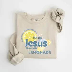 Life Gave Me Lemons Sweatshirt Funny Christian But My Jesus Makes Lemonade Vintage Faith Sweater Religious Graphic Gift for Her