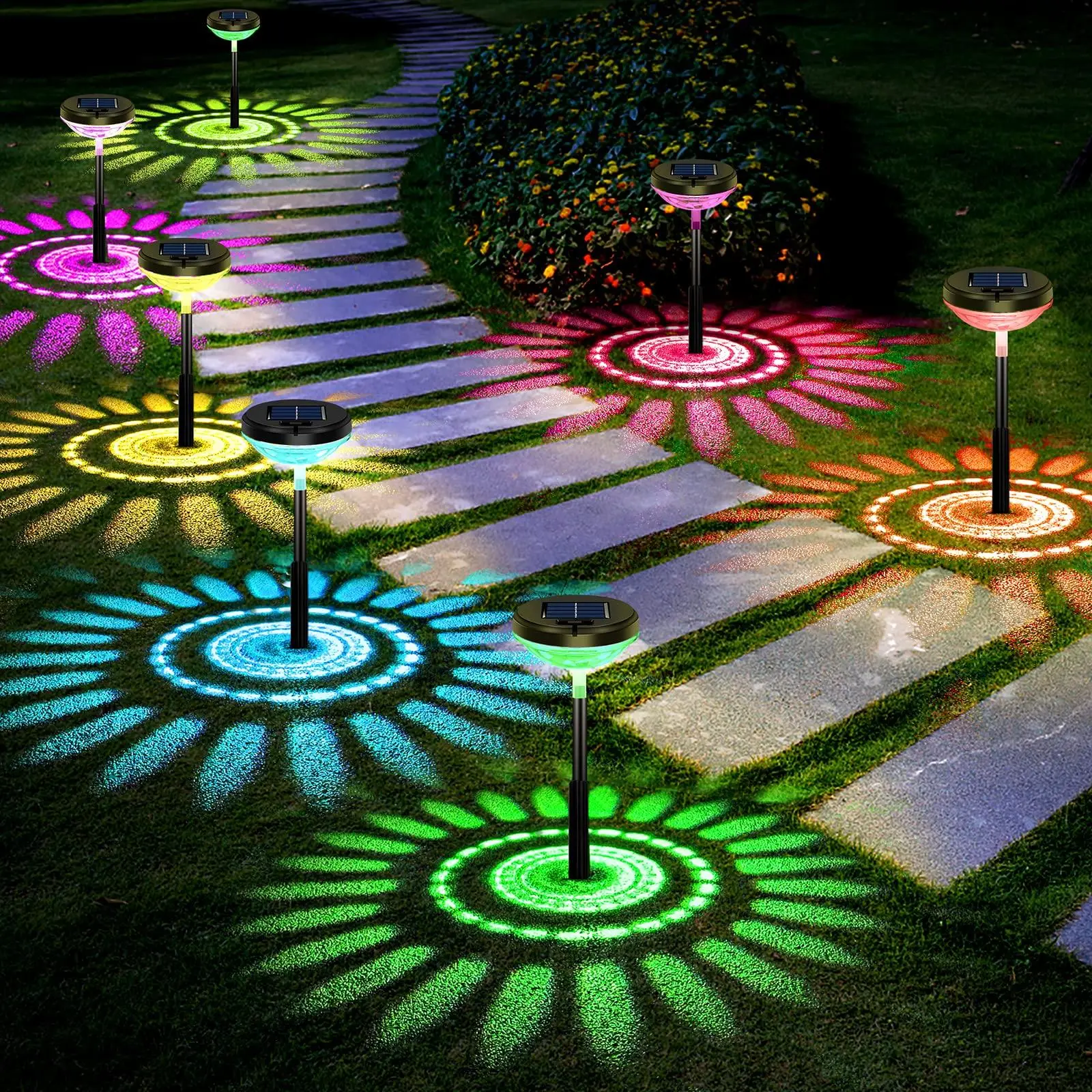 Solar Powered Pathway Light, Color Changing LED Outdoor Path Light, Waterproof Solar Garden Light for Walkway Yard Backyard Lawn Landscape