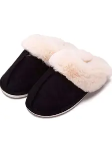 Women’s Plush Fleece Moccasin Slippers – Cozy Slip-On Non-Slip Platform Warm Indoor Winter House Shoes