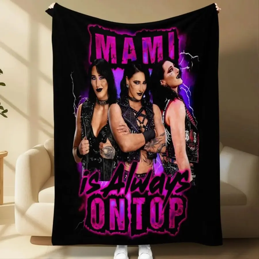 WWE Wrestling Star Mami Theme Microfiber Throw Blanket, Soft Warm Cozy Blanket for Sofa Home Decor, Ideal Gift for Wrestling Fans, Microfiber Blanket, Soft Warm Blanket