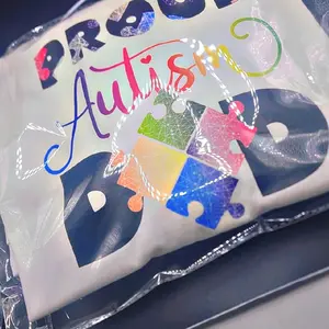 Proud Autism Dad T Shirt Size - Colorful Puzzle Pieces Design for Autistic Awareness