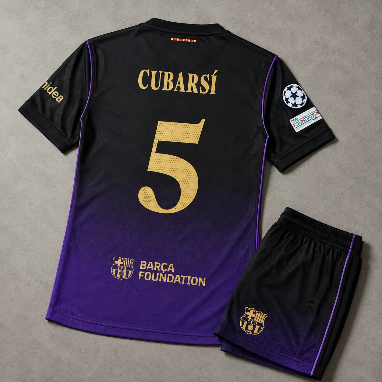 Team Barcelona Black Purple #5 Cubarsi Football Jersey 2026/27 – Unisex Premium Breathable Soccer Shirt, Lightweight Quick Dry Match Day Top, Athletic Fan Style Sportswear