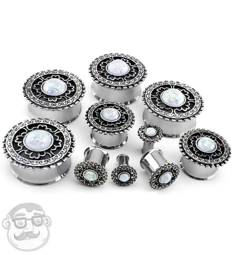 Lineal Top With Synthetic Opalite Inlay Steel Plugs
