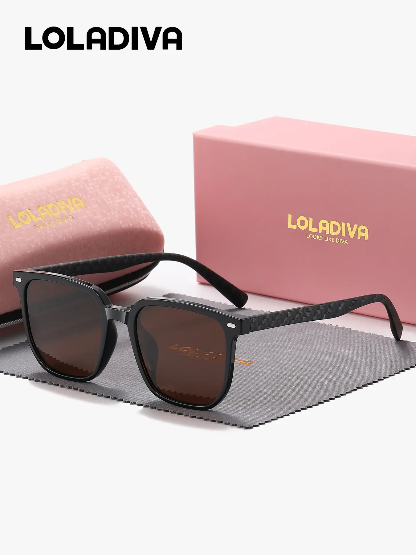 LolaDiva 1 Piece Unisex Timeless Design Full Frame Sunglasses Reviving Classic Charms Square Frame Sunglasses UV400 UV Blocking Sunglasses
