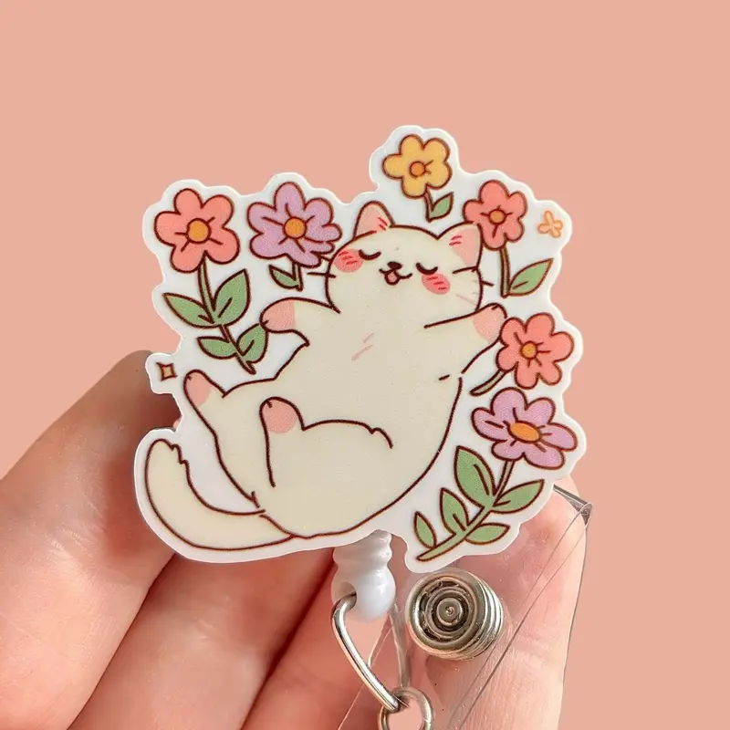 Glitter My Badge Cute cat badge reel for nurse and hospital workers. Badge clip Badge pull - Retractable swivel clip with a 360 rotation. Great gift for coworker
