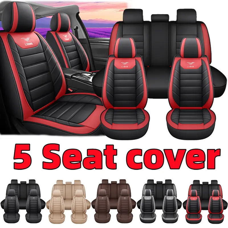 5-Seat Full Set Car Seat Cover - Waterproof & Durable PU Leather - Universal for All Seasons - Comfortable & Dirt-Resistant Interior Protection, Auto Seat Protectors, Car Accessories