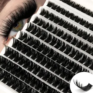 140pcs D Curl Volume False Eyelashes, Mixed Natural Lengths 8-16mm, Ultra-Thick Long Lashes, Curled Personal Eyelashes, Cartoon Effect, Volume Lash Clusters