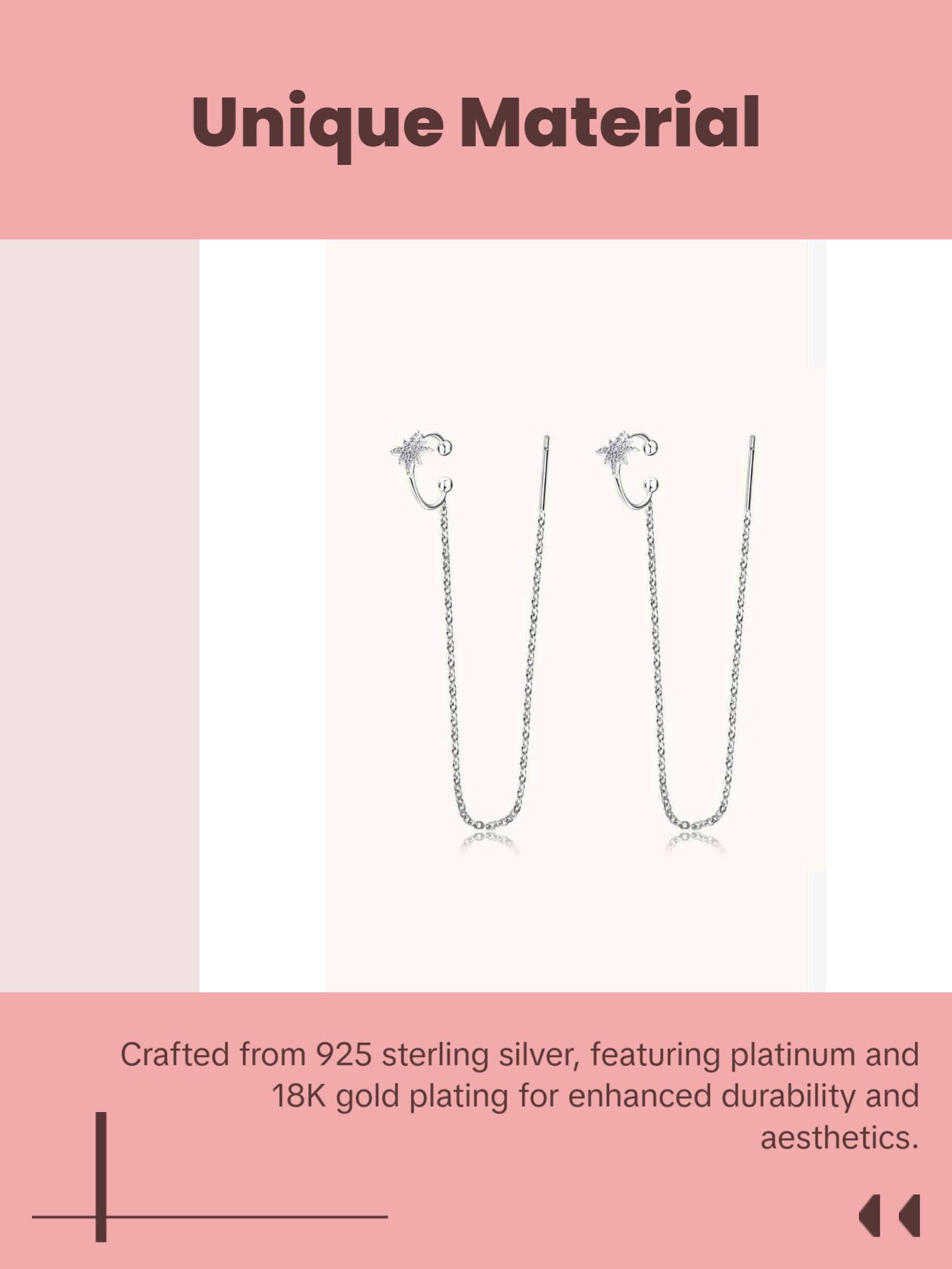 Moissanite 925 Sterling Silver Threader Earrings