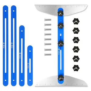 Stair Tread Template Tool,  Alloy Stair Tread Tool Jig, Stair Measuring Tool, Adjustable Stair Tread Gauge Shelf Scribe Layout Tool for Stairs, Risers and  Drywall (8.86''-60.70'')