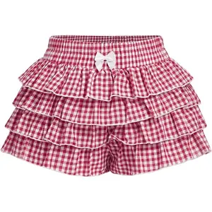 Women's Gingham Shorts Bow Cute Y2K Layered High Waisted Ruffle Mini Shorts Micro Boyshorts