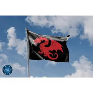 Red Dragon Flag | Unique Design Print | Hiqh Quality Materials | Size - 3x5 Ft / 90x150 cm | Made in EU