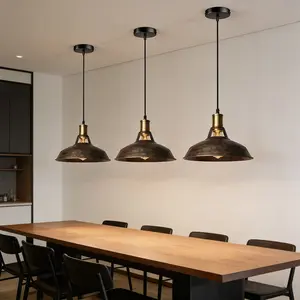 2-Piece Set Vintage American Iron Wall Light, Industrial Rustic Pendant Lamp, E27 Hard Wired Bulb Holder, Ceiling Mounted Decorative Lighting