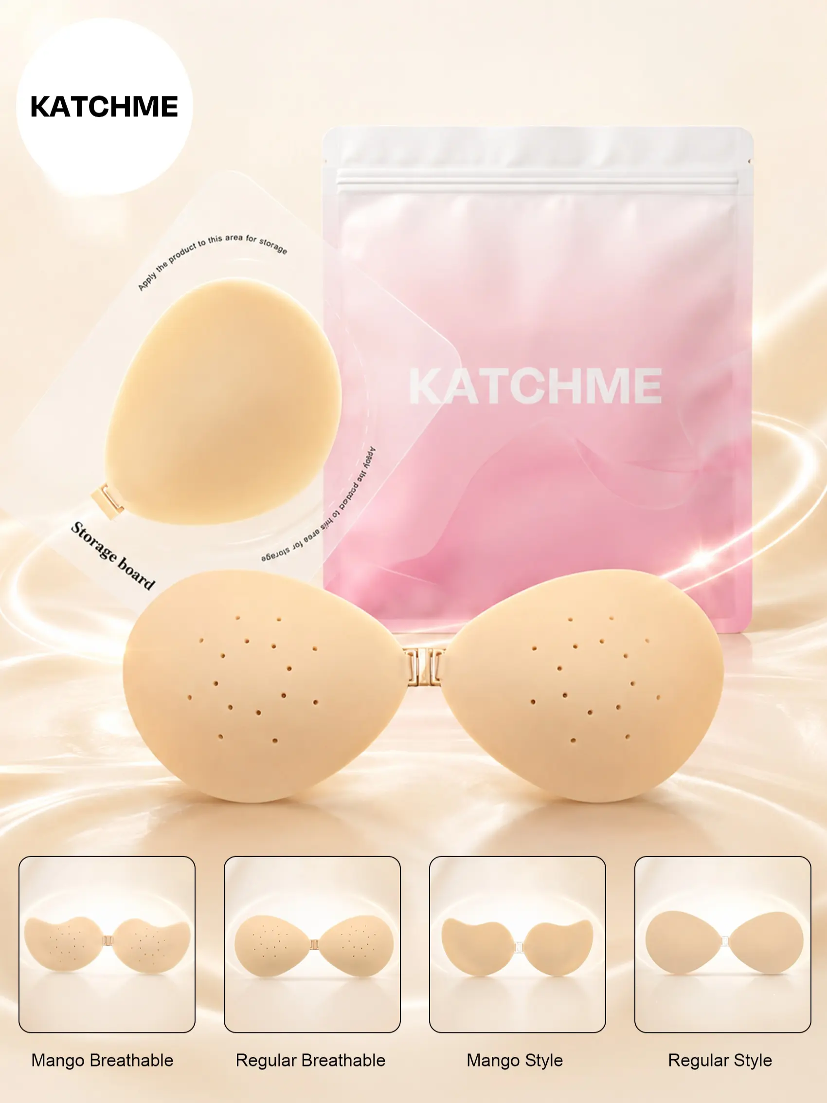 Katch Me Chic Women's Invisible Adhesive Bra Front Closure Push Up Lift Bra Seamless Nipple Covers Sticky Strapless Backless Bra Waterproof Sweatproof Non Slip Ultra Thin Comfortable Small Bust Enhancing Bra