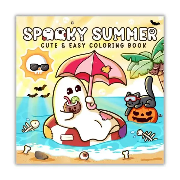 Spooky Summer: Coloring Book for Adults and Teens with Cute Creepy Characters Enjoying Summer Days, Simple and Easy Designs for Relaxation (Spooky - Cute - Easy Coloring)