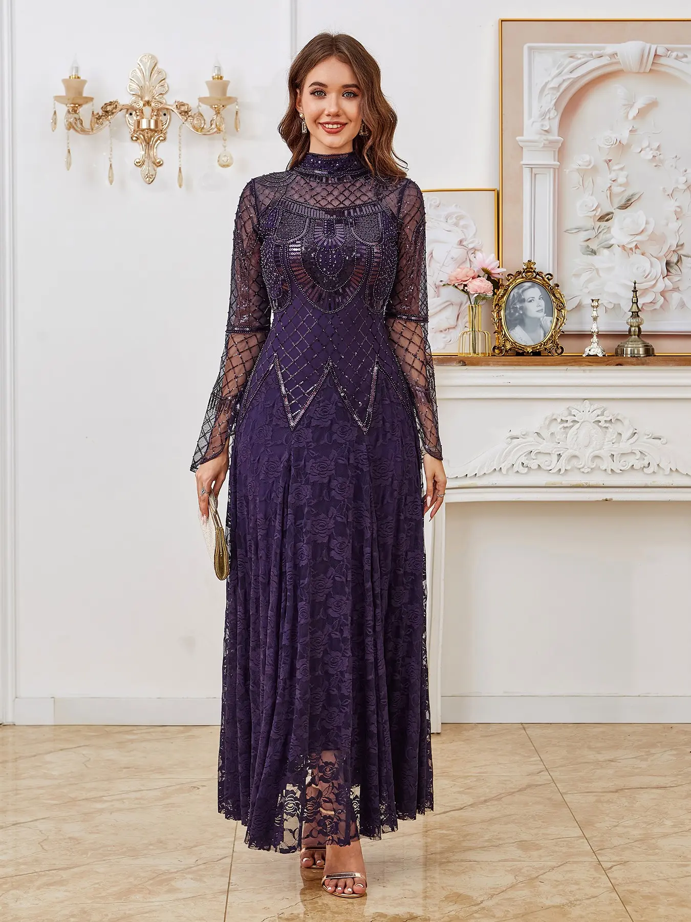 Women's Sequined Floral Lace Long Dress, Chic Formal Wear Elegant Evening Gown for Weddings and Graduations, Perfect for Holiday Occasions - TikTok Shop Women's Sequined Floral Lace Long Dress, Chic Formal Wear Elegant Evening Gown for Weddings and Graduations, Perfect for Holiday Occasions - TikTok Shop