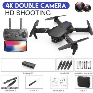 4K Drone 2024 E88 Pro with 4K Double Camera, Battery, Blade, Protection Frame, and Accessories Included