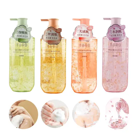 LITTLE DREAM GARDEN Jasmine/Sakura/Camellia/Rose Fragrance Shower Gel Body Wash with Petal 500ml Skincare Cleanser Soft Cleansing Floral Daily Gentle Comfort Scented Aroma