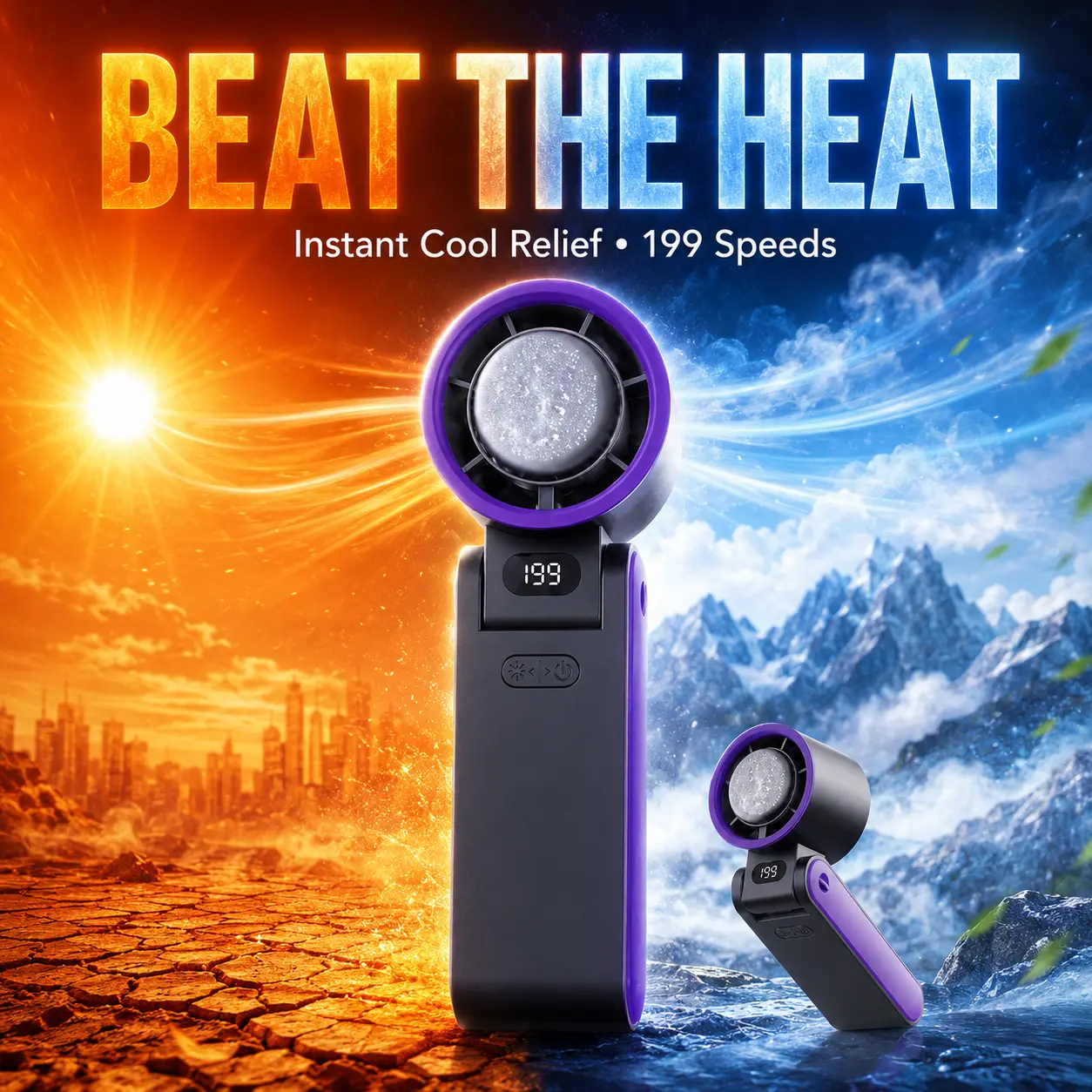 Portable fan Handheld High Speed Fan 199 Adjustable Levels Foldable for Summer Travel Vacation Essentials& Outdoor Activities cool fan