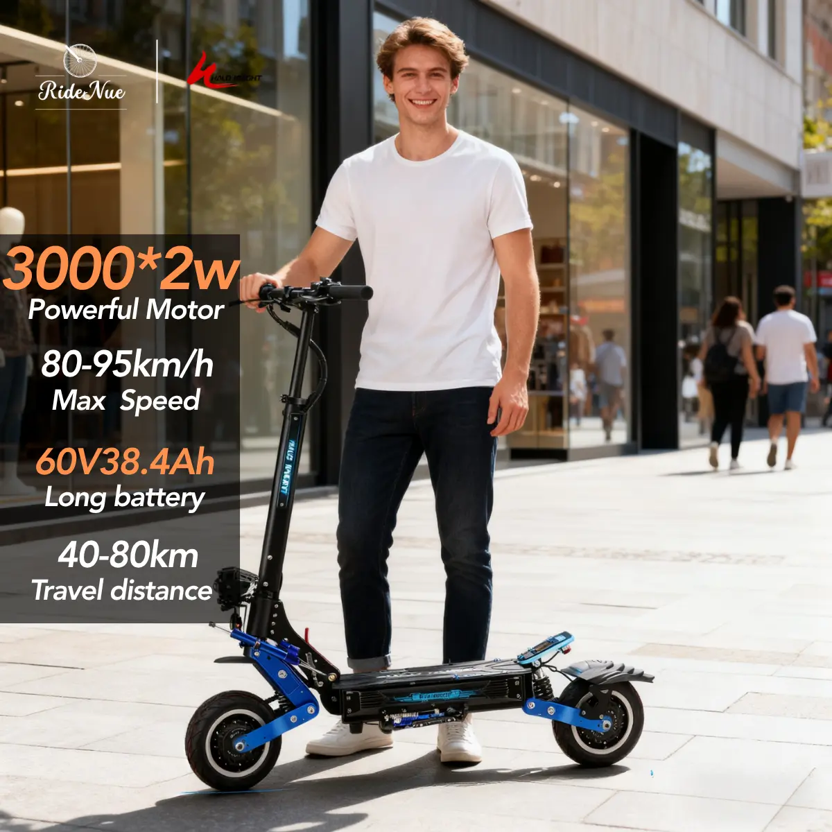 HALO KNIGHT T108Pro Electric Scooter, 6000W Dual Motor 60V 38.4Ah Battery, 95KM/H Max Speed, 80KM Range, Dual Hydraulic Brakes, Adjustable Steering Damper, NFC Unlock, Bluetooth App, RGB Lights, 11-Inch Tires, Foldable, UL 2272 Certified, Musical, Multifu