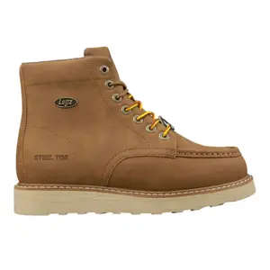 Lugz Mens Monterey 6 Inch Slip Resistant Steel Toe  Work Safety Shoes Casual - Brown