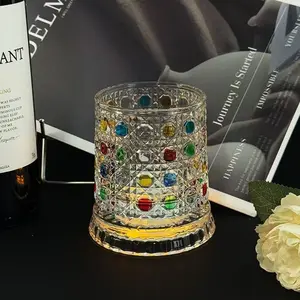Light luxury 360° rotating crystal whisky glass star-sectioned decompression wine glass European high-end bar gift cup