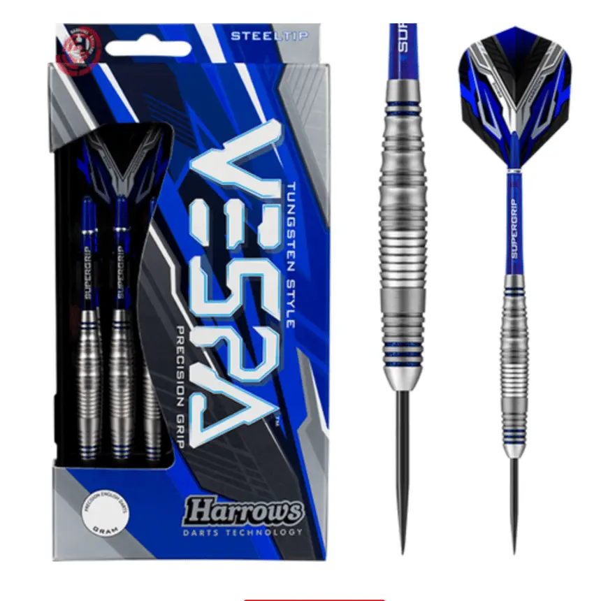 Harrows Darts Vespa Professional Brass Steel Darts, 24g, Scalloped & Ringed Grip, Match Weighed Description, Tungsten Look, 57.00Mm X 9.20Mm, Adults, 22Gm, Set