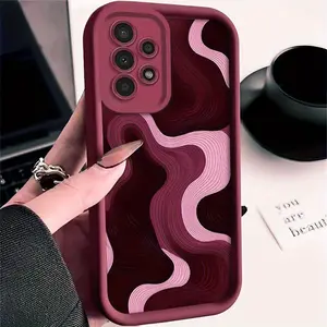 Red Stripe Art Abstract Pattern Case for Samsung Galaxy S24 Plus S25 S23 S22 S21 Ultra FE S24+ Patterned Soft TPU Full Camera lens Protection Rugged Phone Cover Gift 2D printing