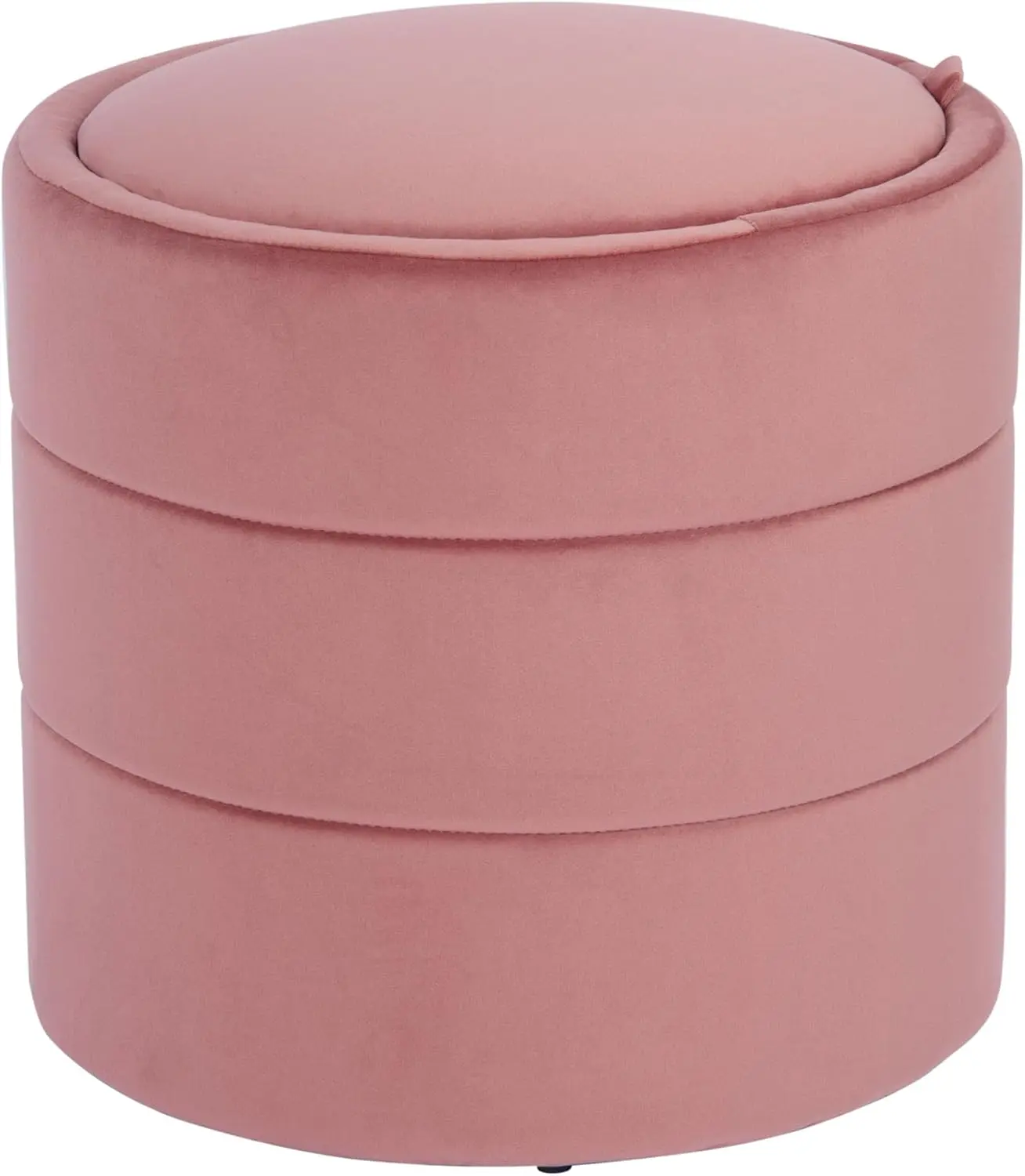 18" Storage Round Ottoman - Blush Pink Velvet