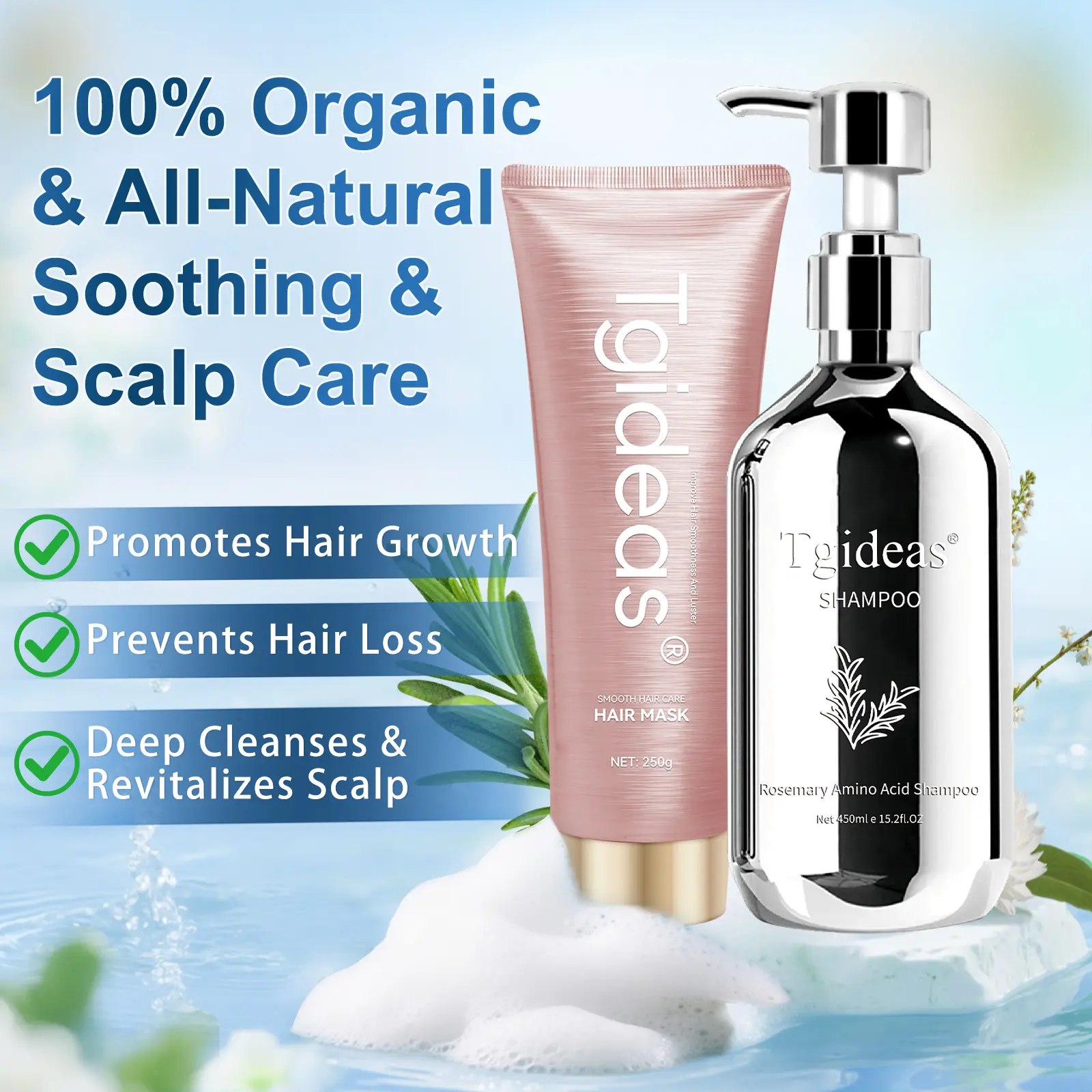 Tgideas Rosemary Shampoo + Hair Mask, Revives Damaged Hair, Promotes Growth, Reduces Frizz & Hair Loss, Restores Shine & Smoothness z & Hair Loss, Restores Shine & Smoothness z & Hair Loss, Restores Shine & Smoothness #SummerWins #DealsForYouDays