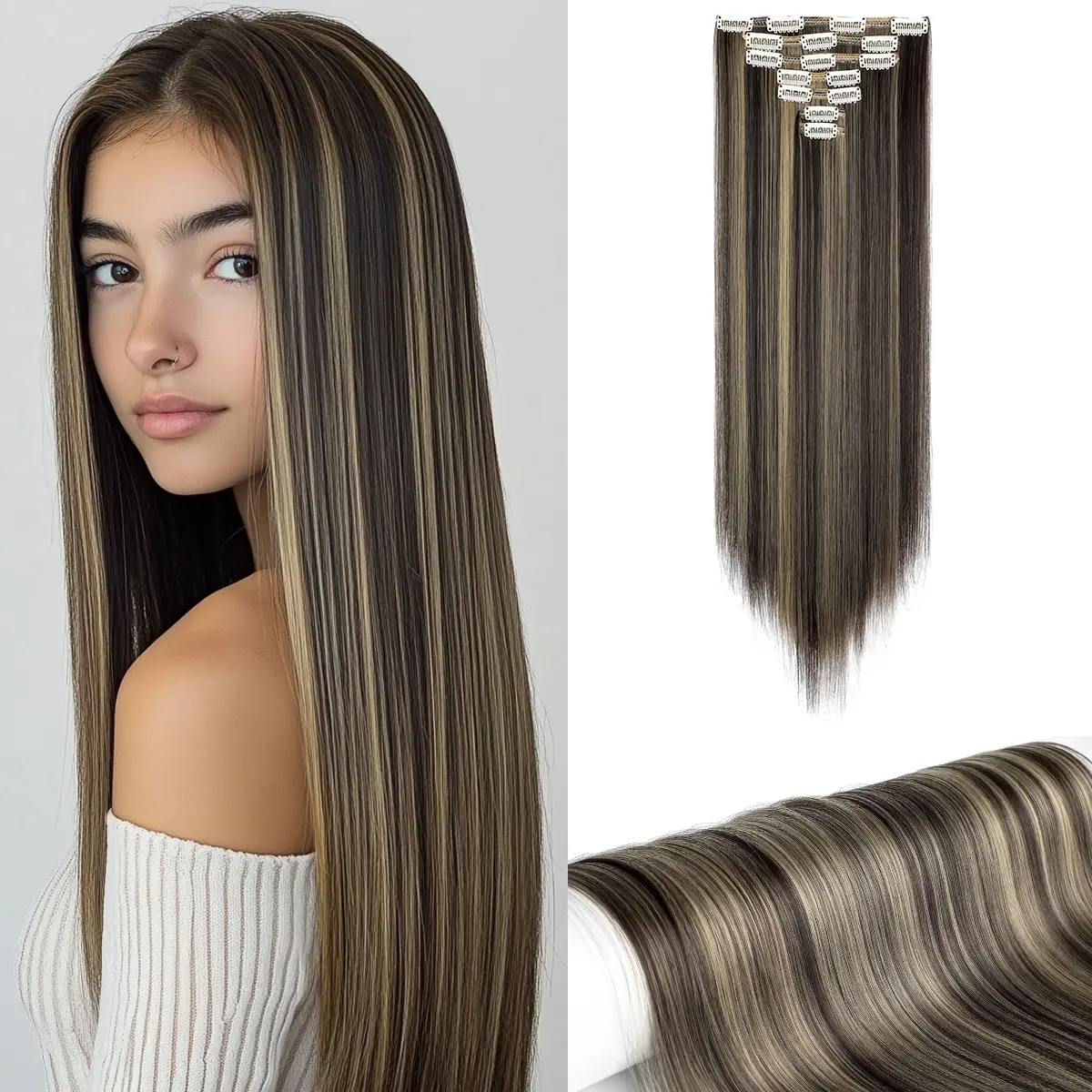 Dark Brown Mix Ash Blonde