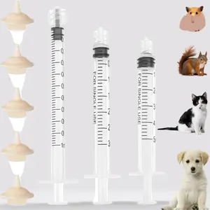 Newborn Pet Feeding Kit: 1ml/3ml/5ml Syringes with 5 Silicone Nipples - Individually Wrapped for Hygiene, Ideal for Nursing Kittens, Puppies, Orphaned Small Animals