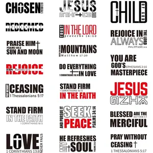 Dtf Transfers Ready to Press - 20 Pcs Verse Iron on Patches for T-Shirts, Inspirational Christian Iron on Stickers Heat Transfer Vinyl Decals for Men DIY Clothes