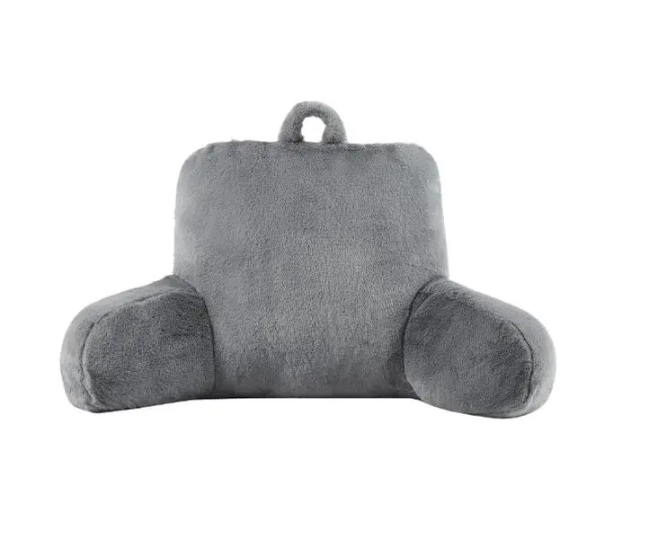 Gray Specialty-Size Faux Fur Plush Reading Bedrest Pillow - Cozy Lounge Support for Bedding & Linens Gray Specialty-Size Faux Fur Plush Reading Bedrest Pillow - Cozy Lounge Support for Bedding & Linens