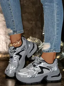New Women's Chunky Sole Sports Shoes, Casual Dad Sneakers, Lace Up Sneakers, Athletic Shoes, Women's Fashionable Comfortable Breathable Shoes for All Seasons