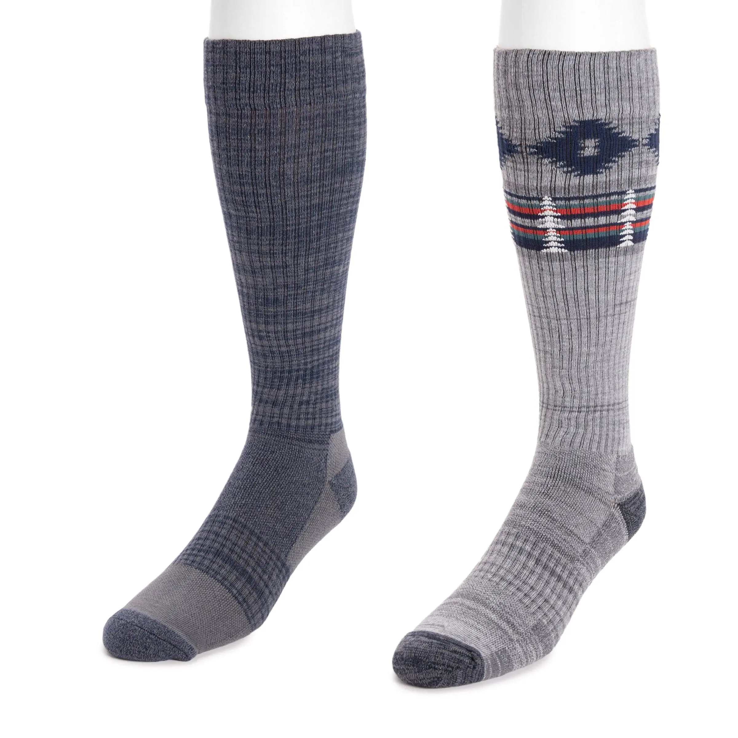 Men's 2-Pair Tall Cotton-Spandex Long Compression Socks, Blood Circulation Socks, Cold Water Safe, Machine Washable Stockings