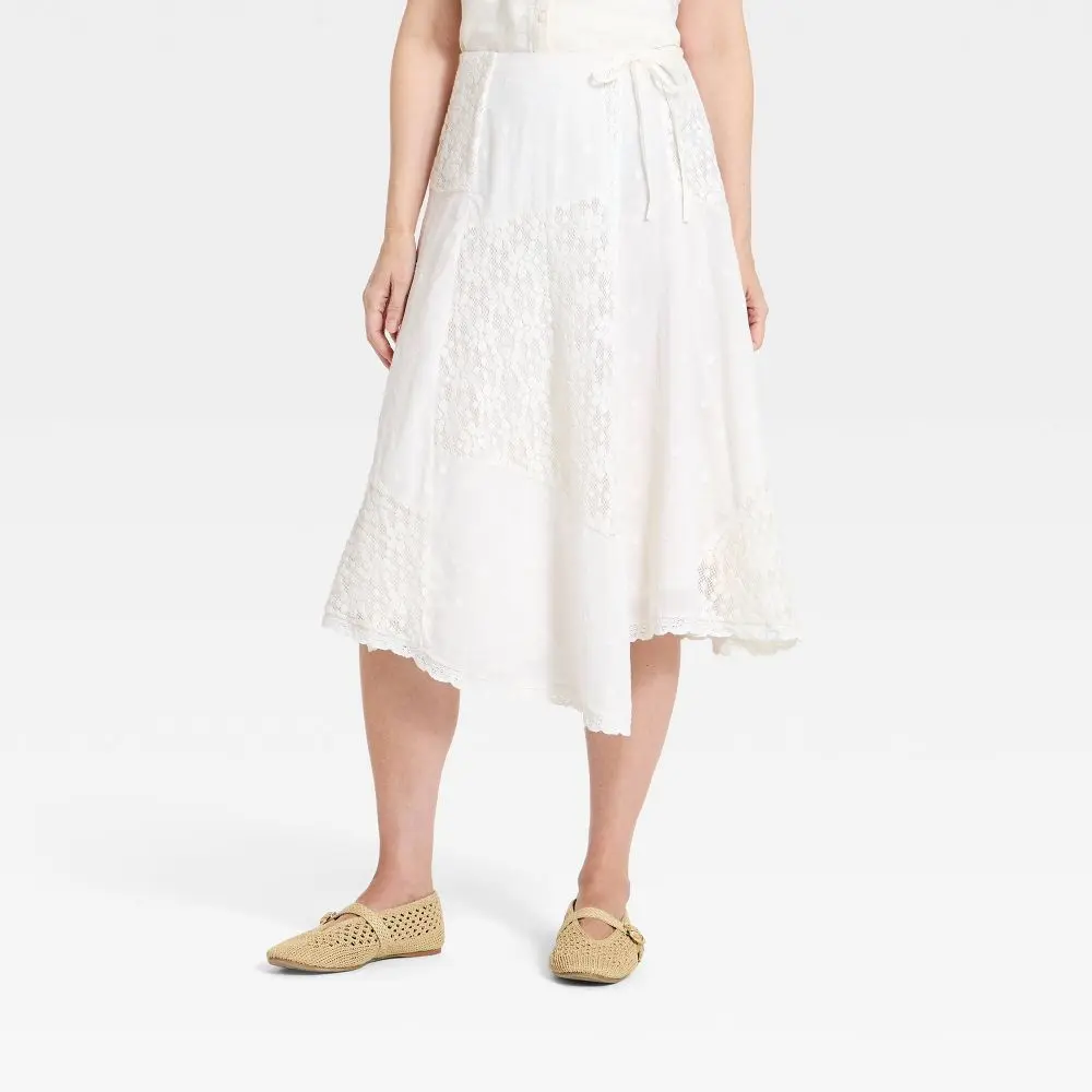 Women's Eyelet Midi Asymmetrical Skirt - Universal