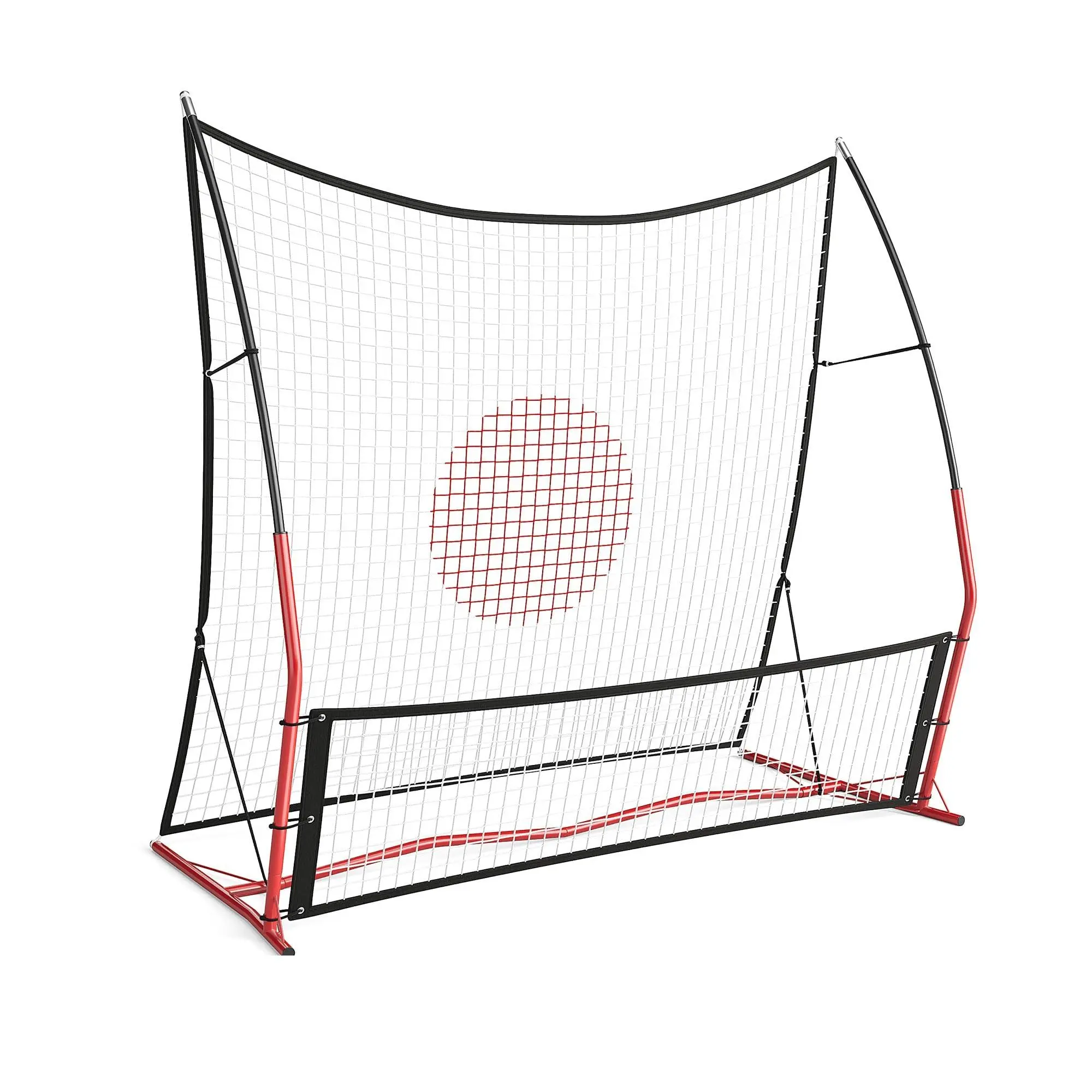 Soccer Rebounder, 2-in-1 Soccer Rebound Net Easy Setup, 6'x4.6' Large Net & 6'x16 Small Bounce Back Nets, for Outdoor Soccer Practice Team Volley Passing Solo Training