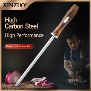 XINZUO Diamond Sharpener rod, 22.7 cm,1000-grit，Finely Crafted,Selected North American desert ironwood handles,Sharpen the Blade. A Durable Kitchen Tool, Presented in an Elegant Gift Box.