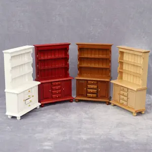 1:12 Scale Dollhouse Mini Furniture, Double Door Three-Tier Display Cabinet, Micro Vertical Cabinet Decor Ornament (Not For Real Human Use)