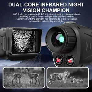Dual-Core Infrared Night Vision Device: 18× zoom with up to 900 m long-range detection, 2.8" 4K HD display, professional outdoor inspection/hunting monocular, all-in-one photo and video recording device.