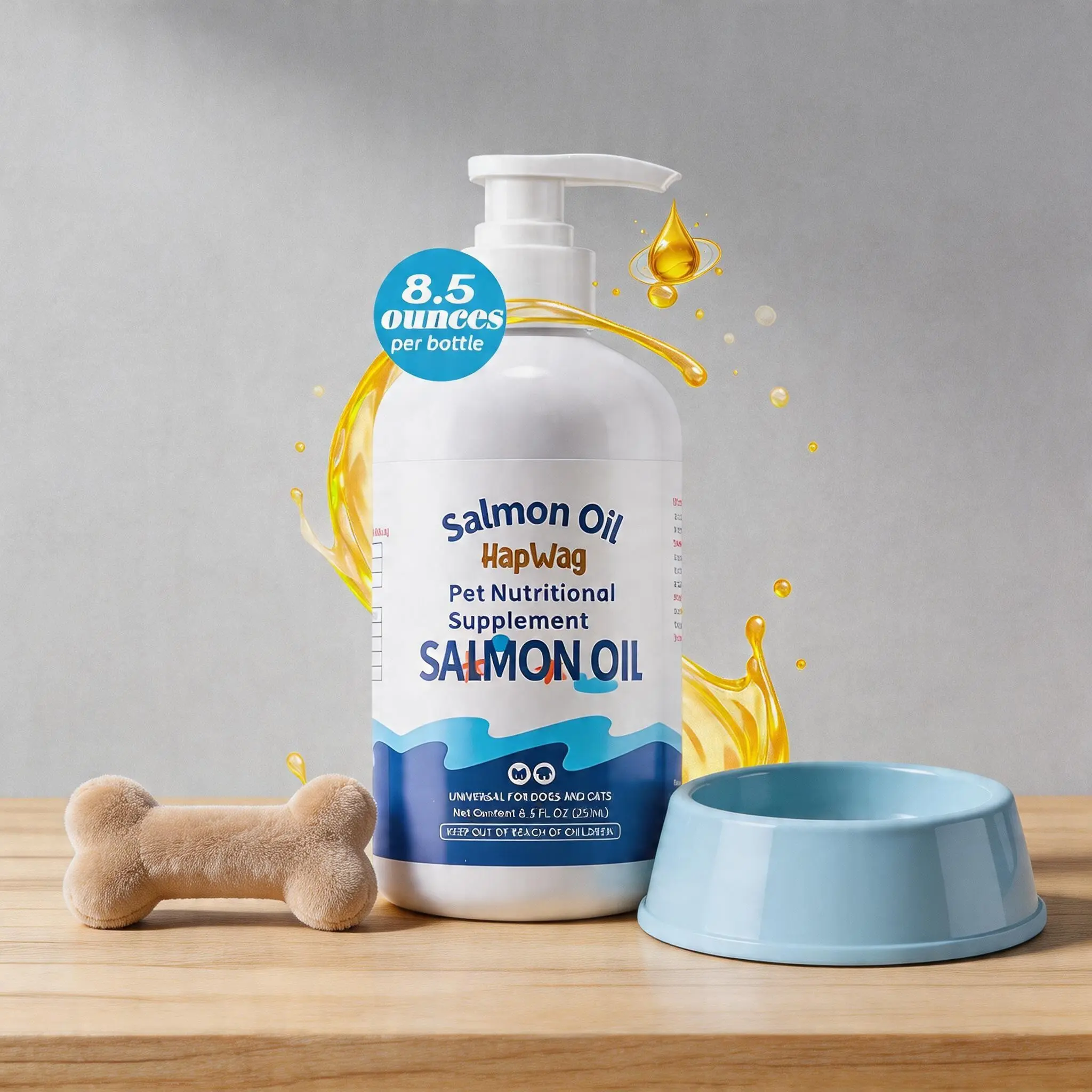 Petlovers Summervibes Salmon Oil for Dogs & Cats, 8.5oz Omega 3 Fish Oil Supplement, Natural EPA & DHA for Skin & Coat, Joint & Immune Health, Pet Liquid Supplement for Shedding, Dry Skin, Itch Relief