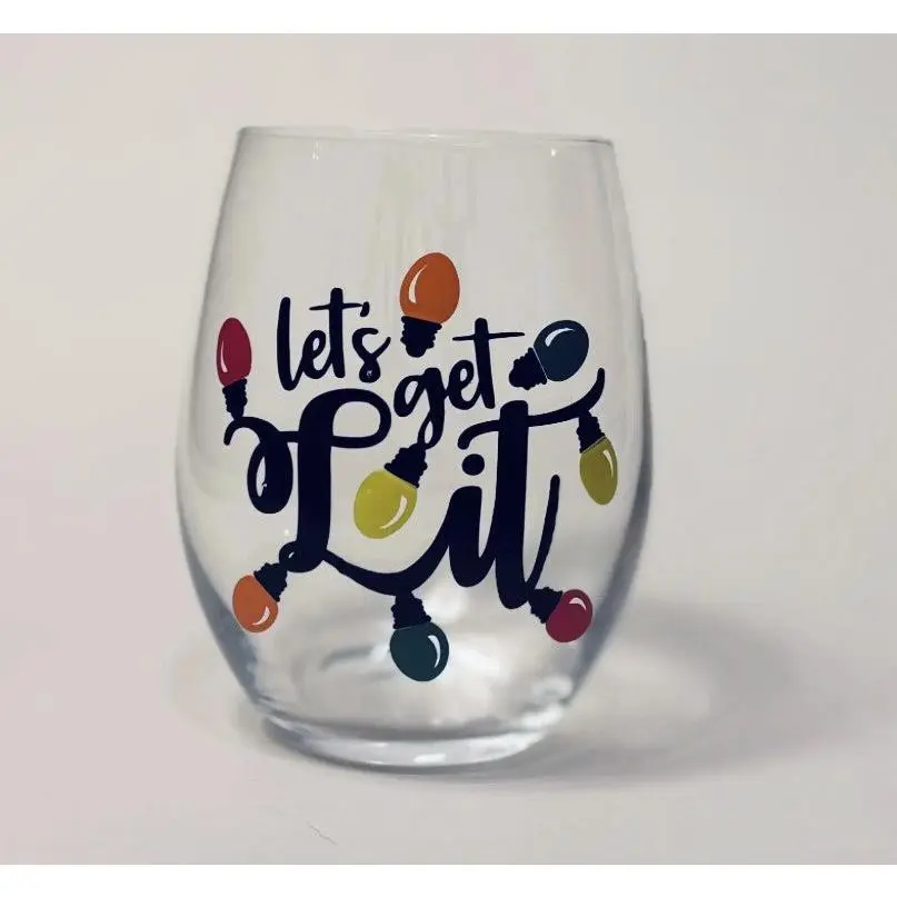 Let’s Get Lit Stemless Wine Glass Christmas Bulbs - 15 ounces