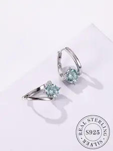 S925 Sterling Silver Synthetic Moissanite Earrings, Round Shaped Earrings for Women, Fashion Jewelry for Party, Daily Decor, Trendy All-match & Exquisite Jewelry for Birthday Gift