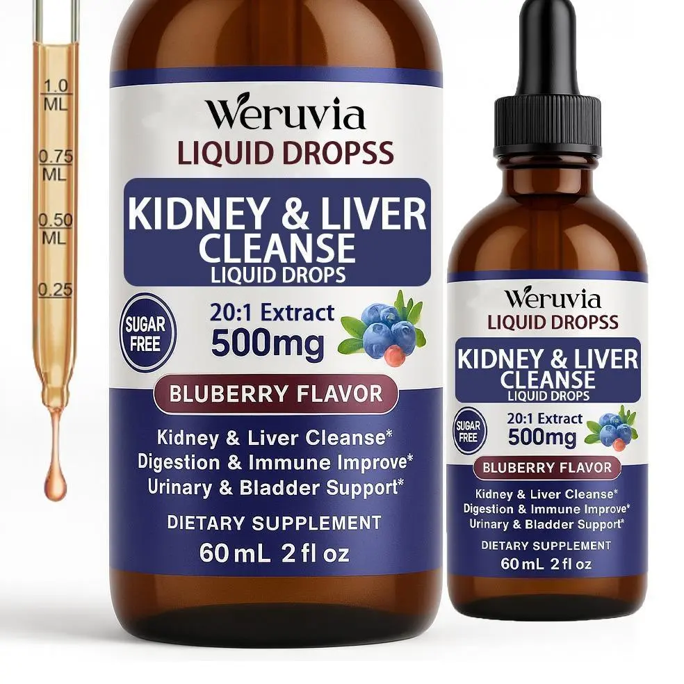 Edible Natural Herbal Cleanse Kidney Drops - 27-in-1, 20:1 Cranberry & Pomegranate Extract, Alcohol-Free, Non-GMO, Vegan Dietary Supplement for Urinary Tract & Liver Support