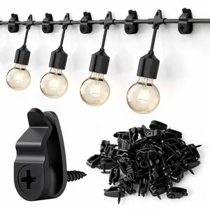 Easy Install Screw-In String Light Hangers, LED Light Clips Hooks, Outdoor Patio Fairy Lights, Christmas & Halloween Decor