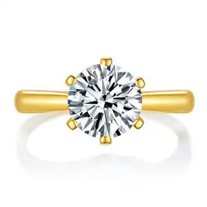 Women's 1 Carat Synthetic Moissanite Ring, Prong-Setting Eternity Solitaire Band, Gift for Anniversary Engagement