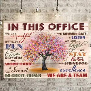1 Piece Wooden Frame Canvas Painting Vibrant Canvas Poster Inspiring Teamwork Art Picture Print Painting Home Office Bathroom Living Room Decoration Colorful Tree Design Canvas Wall Art Decoration with Frame Ready to Hang Holiday Gift for Her Him